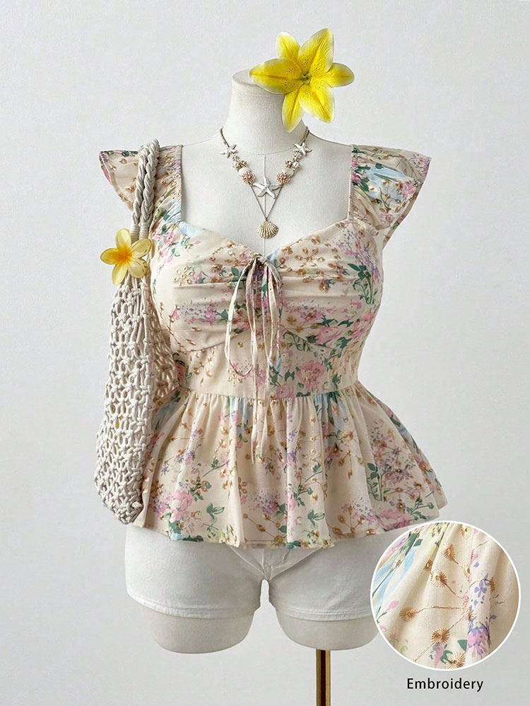 Embroidery Vest - بلوزة نسائية جديدة مطرزة بالزهور بمقاسات