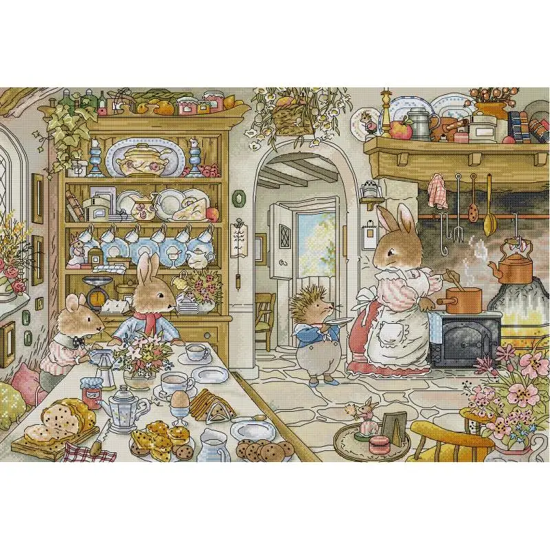 Embroidery Job - مطبخ أرنب بنمط كرتوني حيوان طقم