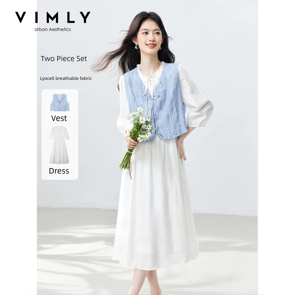Embroidery Vest - طقم نسائي من قطعتين من VIMLY،