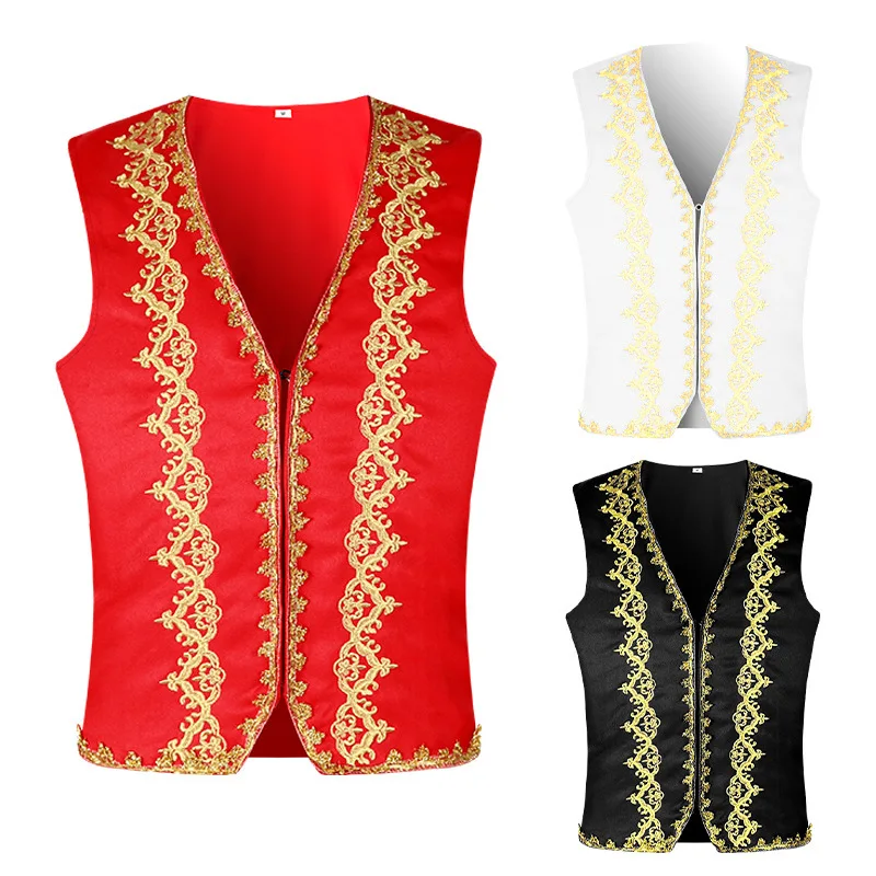 Embroidery Vest - القرون الوسطى الذهب التطريز الباروك سترة