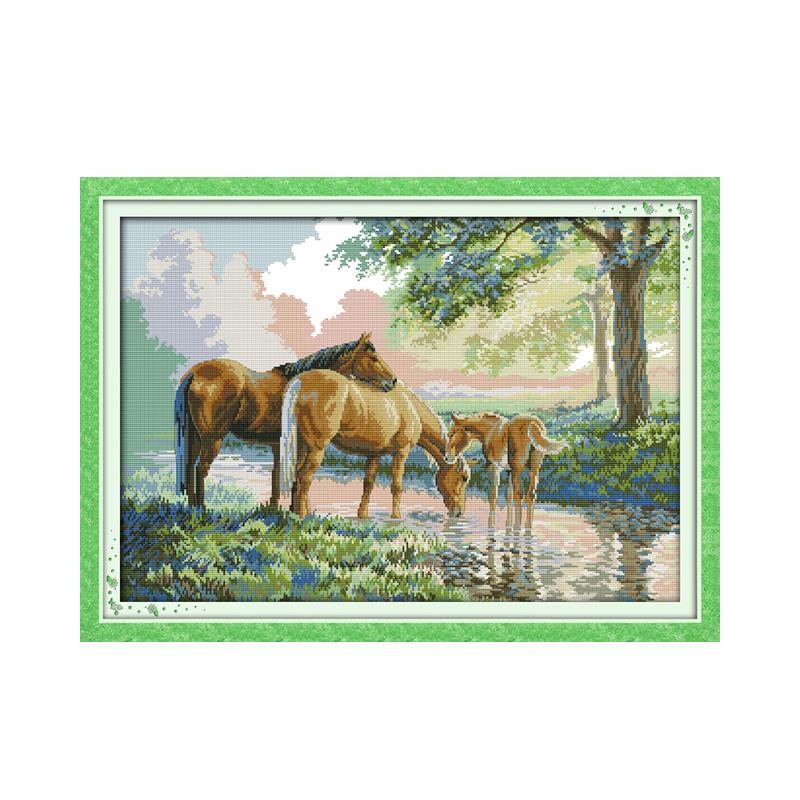 Embroidery Job - Joy-مجموعة غرز متقاطعة مع طبعة حصان