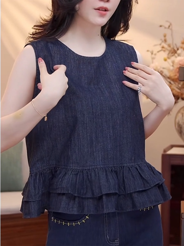 Embroidery Vest - بلوزة نسائية صيفية جديدة بتصميم كوري،