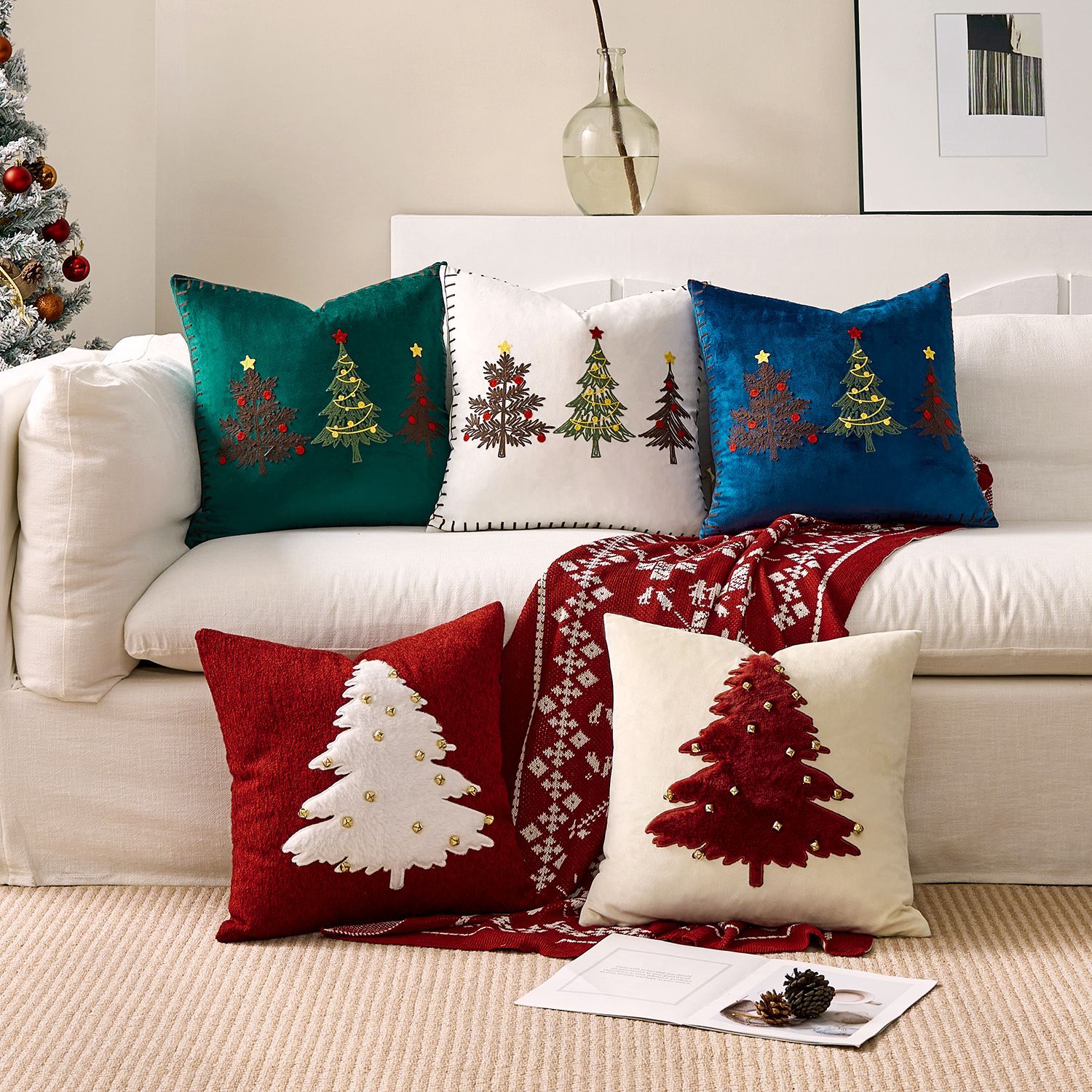 Embroidery Xmas Decorations - 1 قطعة غطاء الوسادة التطريز عيد