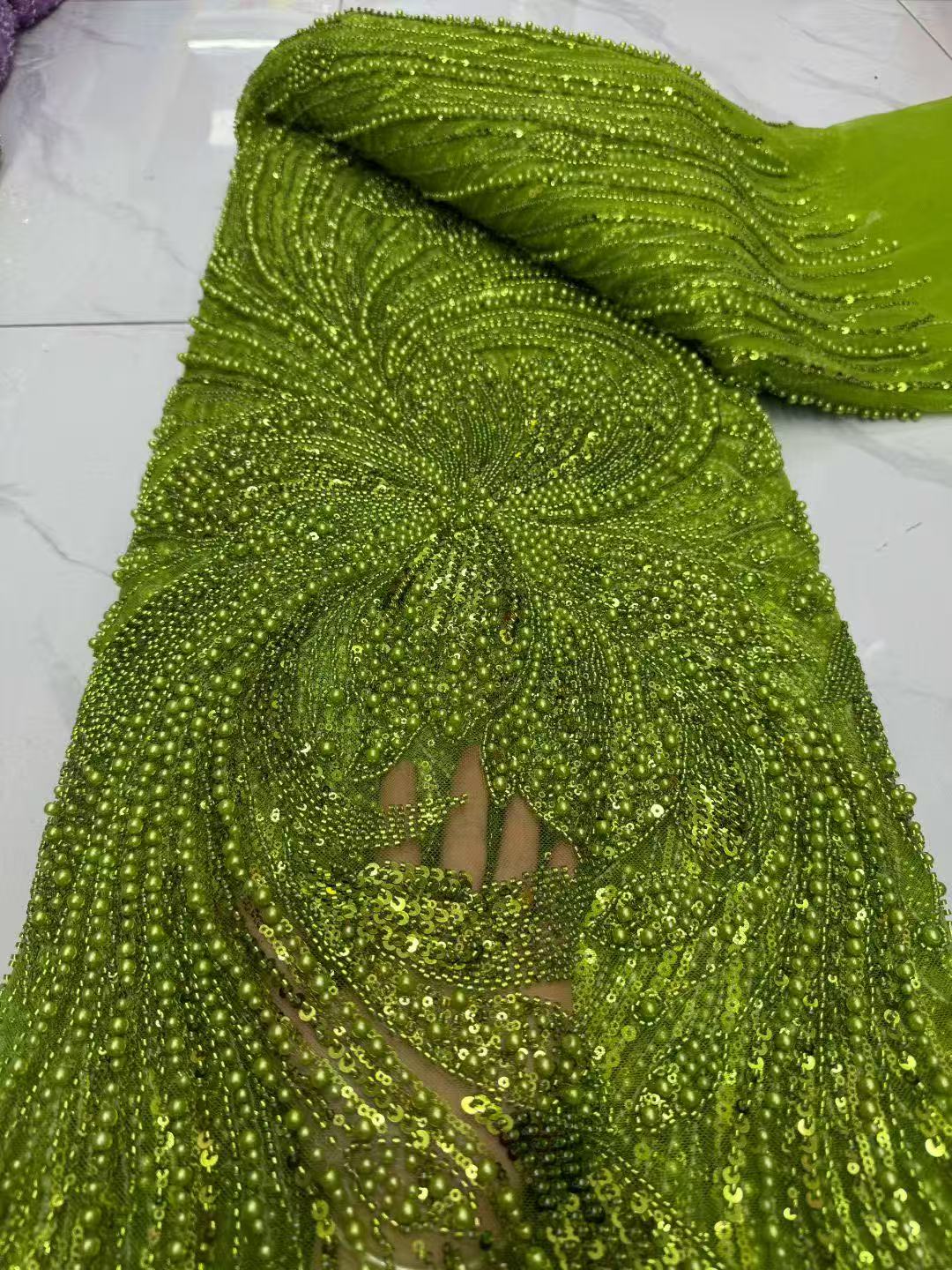 Embroidery Gradient - أقمشة دانتيل أفريقية مطرزة بالترتر والخرز