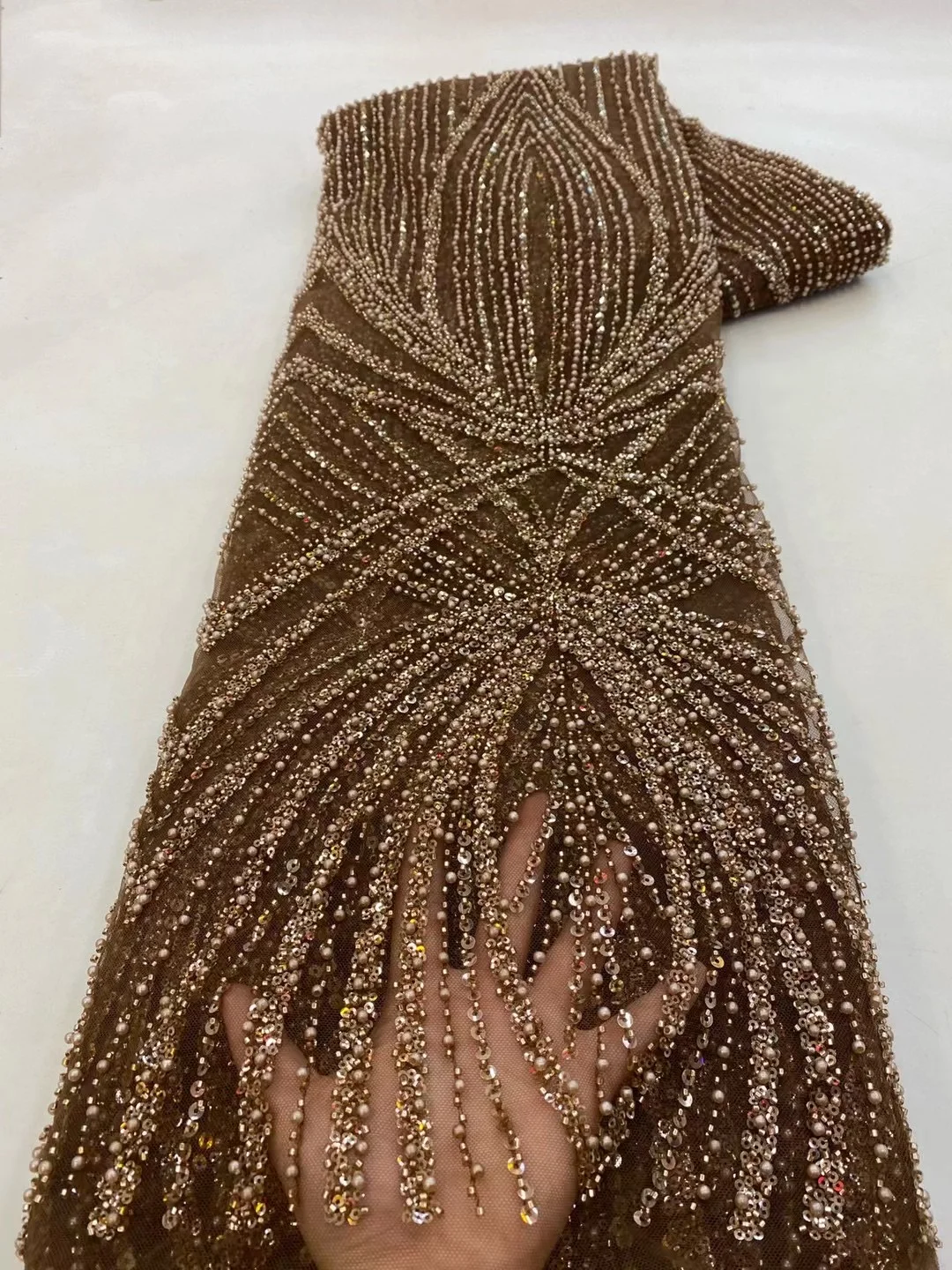 Embroidery Gradient - 2 ياردة من قماش الدانتيل الأفريقي