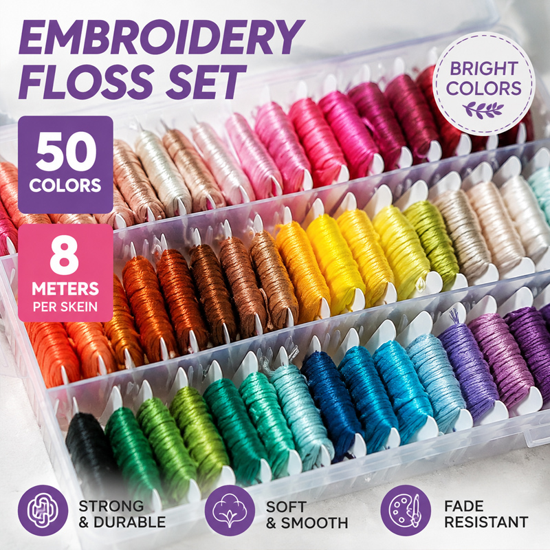 Embroidery Diy - طقم خيوط تطريز من القطن 100%