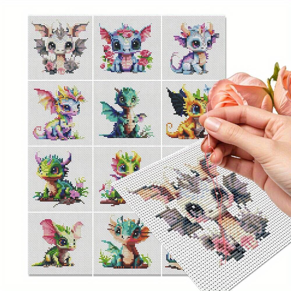 12 قطعة التنين عبر غرزة 11CT ا - مراجعة Embroidery Job وسعره