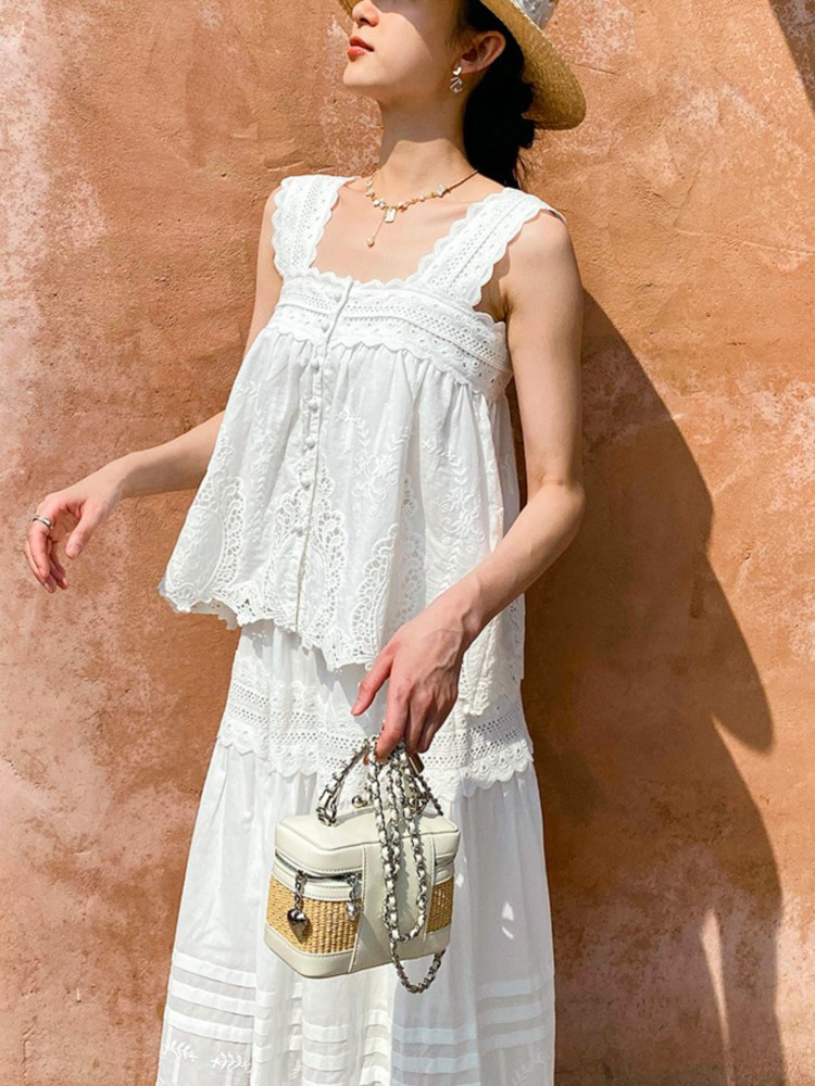 البوهيمي الأبيض ساحة الرقبة ست - مراجعة Embroidery Vest وسعره