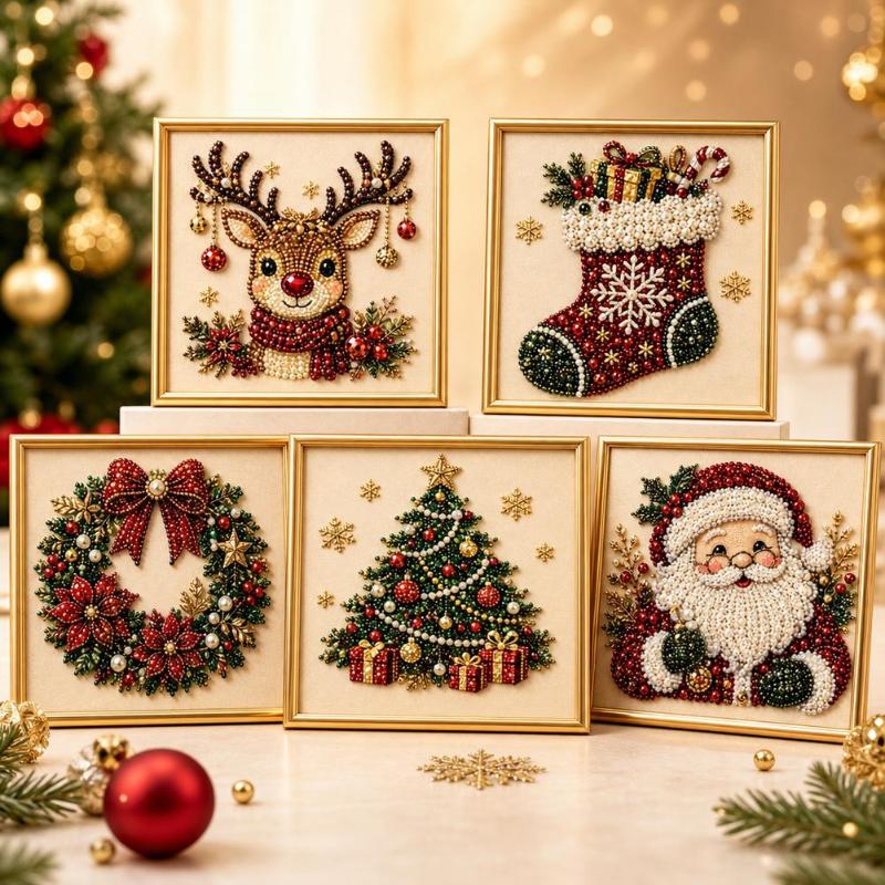 طقم فني لتطريز اللؤلؤ على شكل  - مراجعة Embroidery Xmas Decorations وسعره