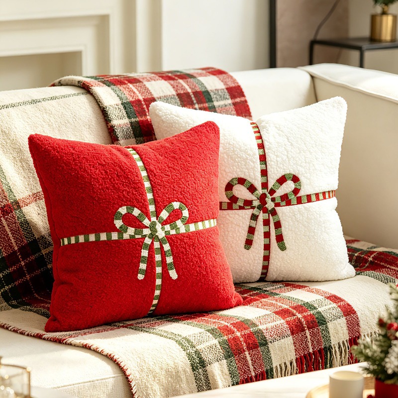 غطاء وسادة من الصوف الناعم لعي - مراجعة Embroidery Xmas Decorations وسعره