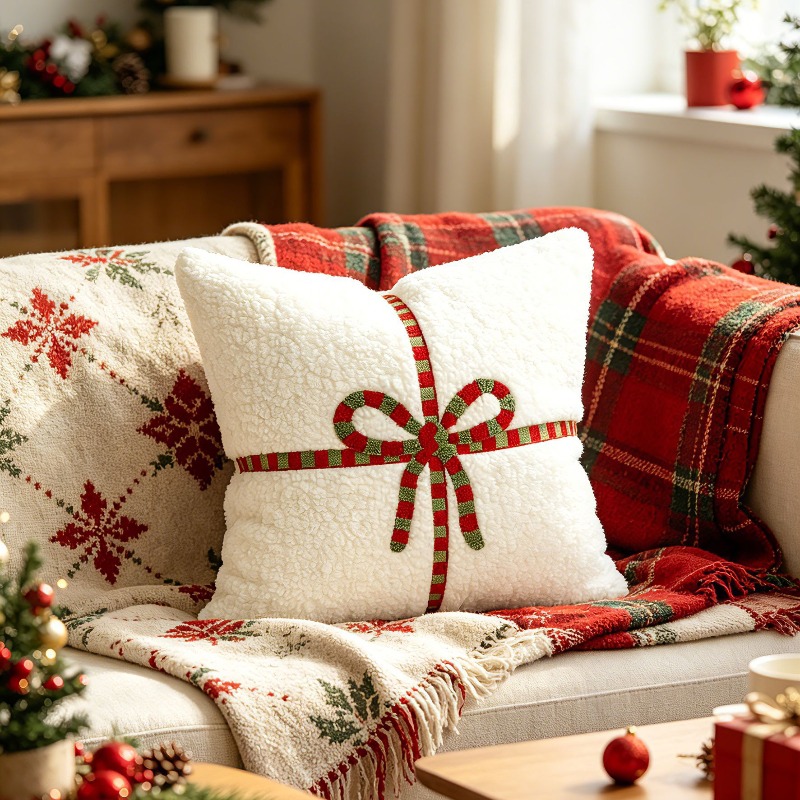 غطاء وسادة من الصوف الناعم لعي - مراجعة Embroidery Xmas Decorations وسعره