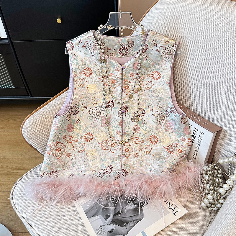 سترة نسائية جديدة بنمط صيني عص - مراجعة Embroidery Vest وسعره