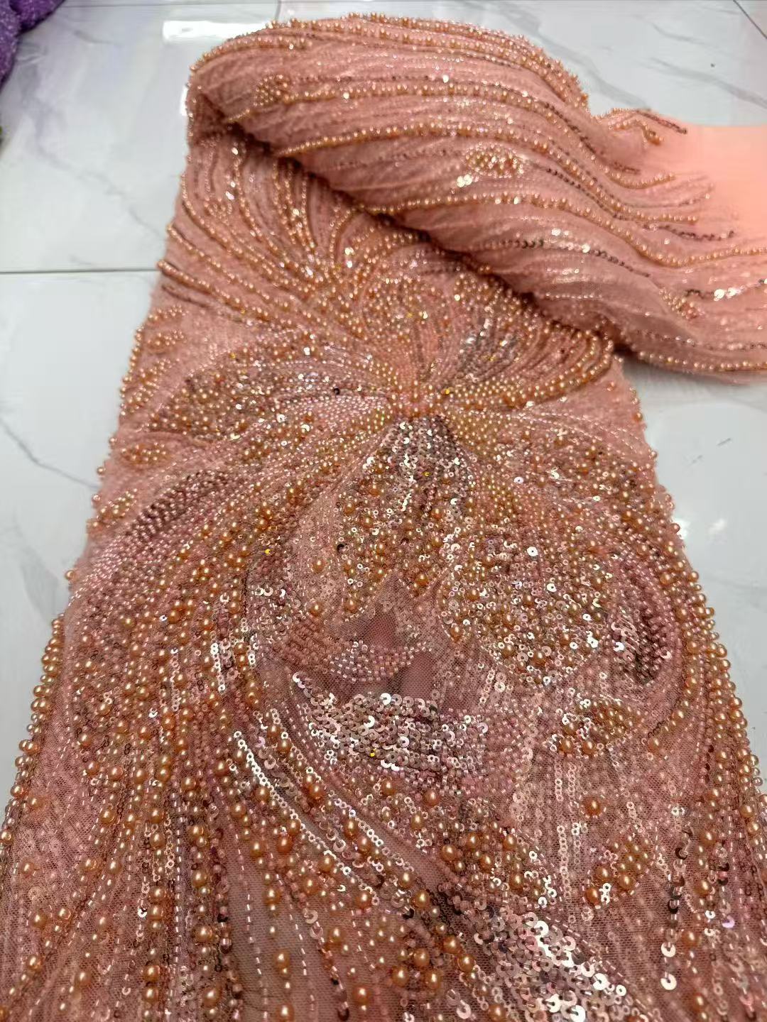 أقمشة دانتيل أفريقية مطرزة بال - مراجعة Embroidery Gradient وسعره